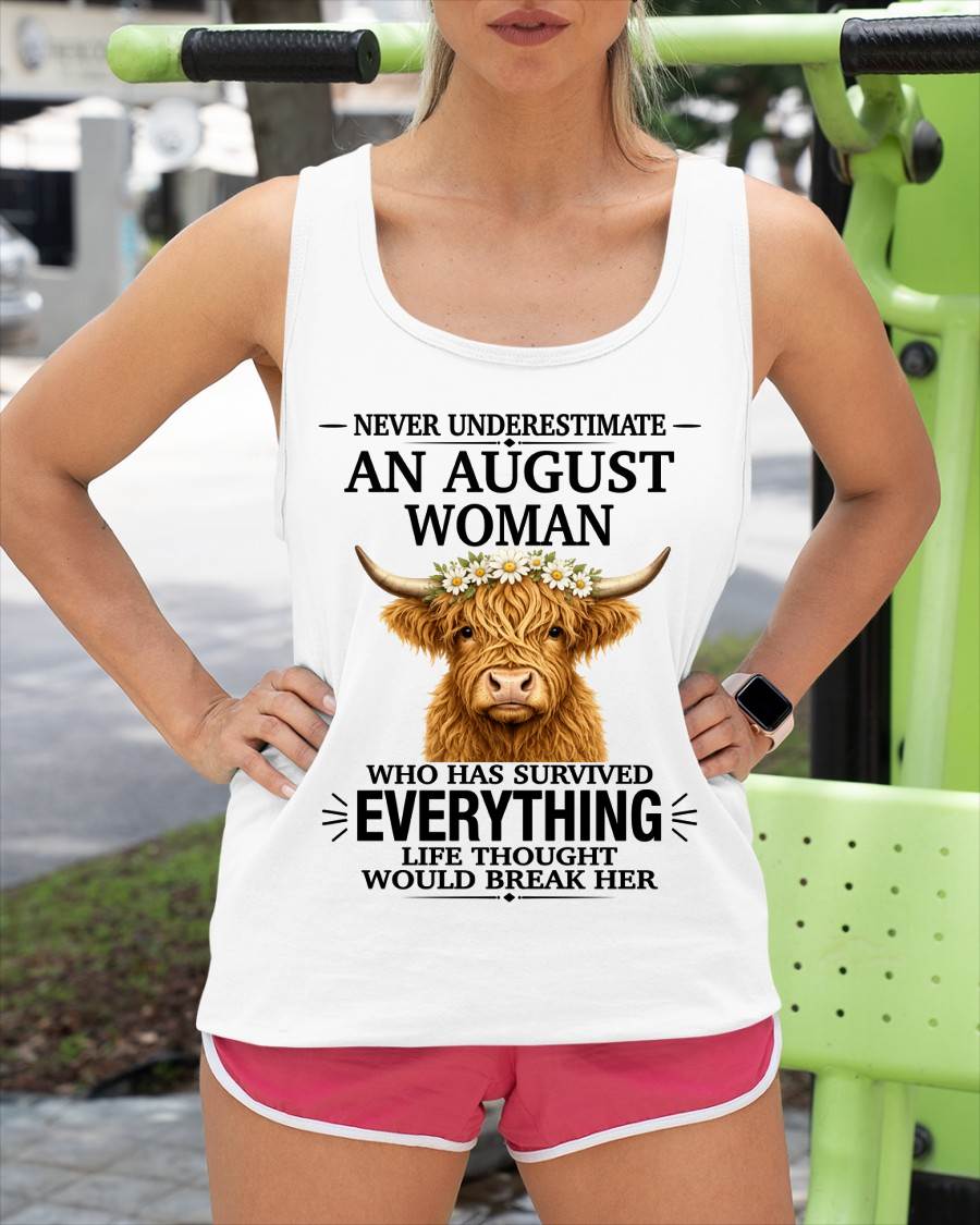 AUGUST WOMAN HIGHLAND COW SHIRT - FOR WOMEN - TLEE08 (SKU2606-158-08)