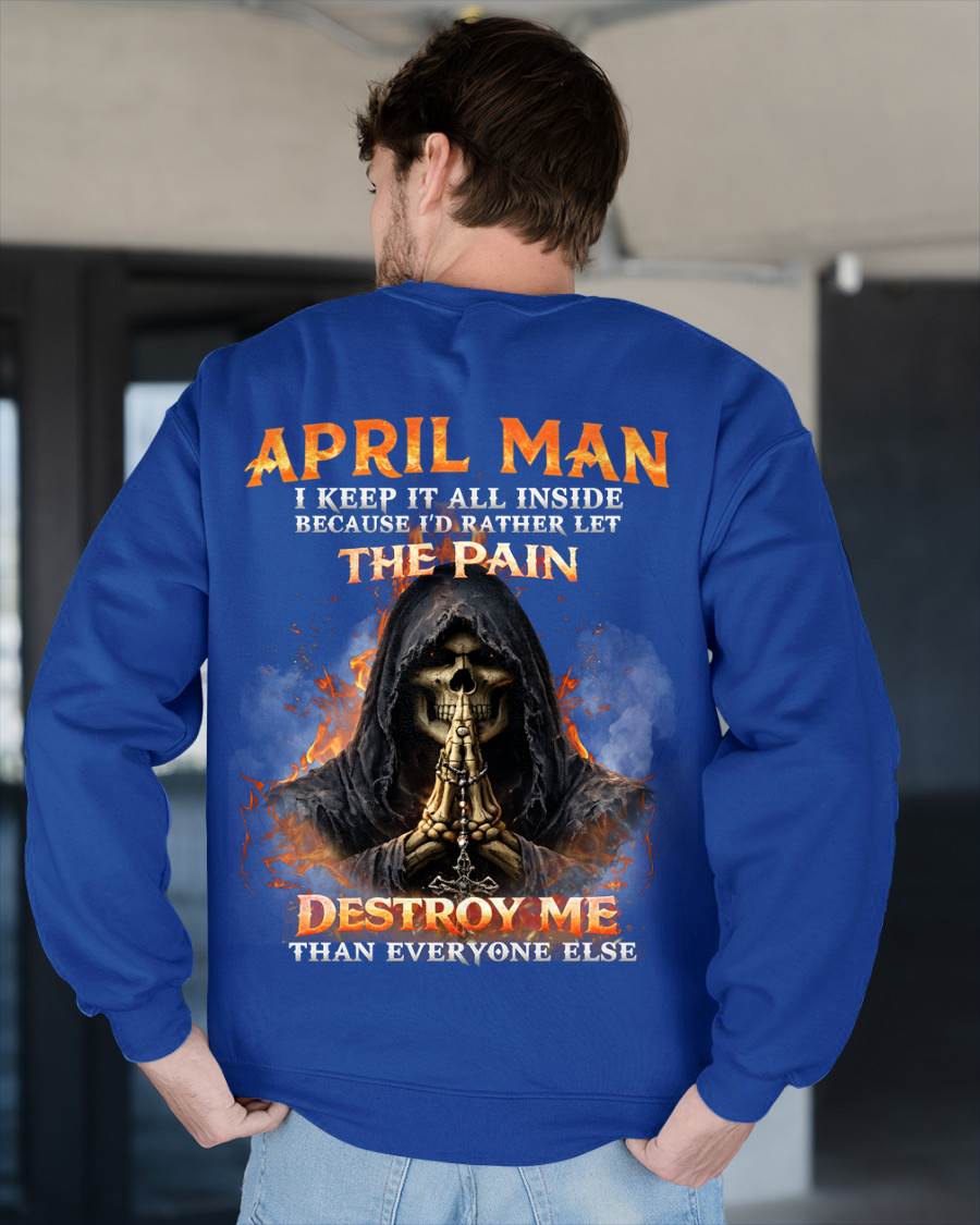 APRIL MAN SKULL SHIRT – I KEEP IT ALL INSIDE DARK GOTHIC T-SHIRT - FOR MAN - TLEE04 (SKU2604-136-04)