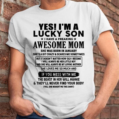 January - I am Lucky Son - Gift For Son From Mom - TLEE01 - (SKU-T1206LMS-01)