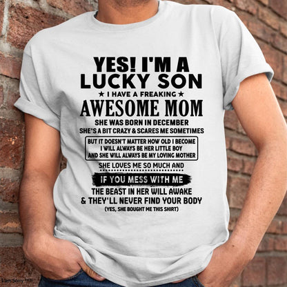 December - I am Lucky Son - Gift For Son From Mom - TLEE12 - (SKU-T1206LMS-12)