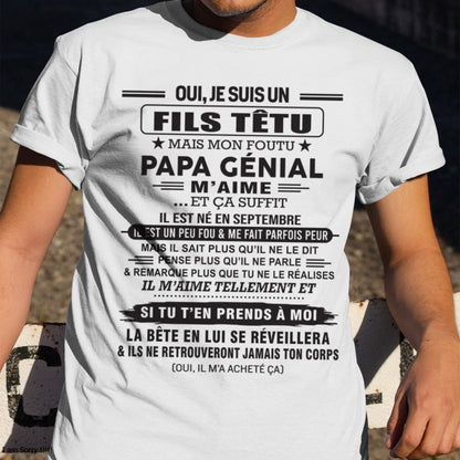 SEPTEMBRE - Oui, je suis un garçon têtu – T-shirt | Cadeau d’anniversaire de papa pour son fils - TLEE09 / fr09 (SKU12-260-09)