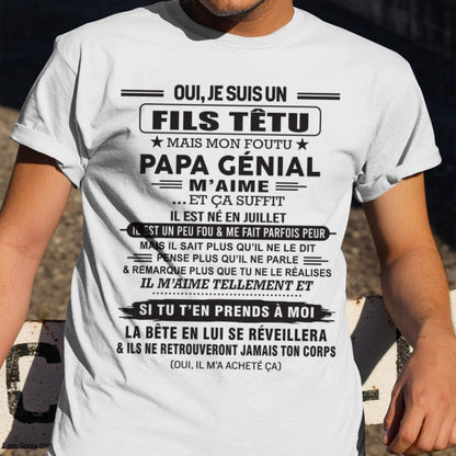 JUILLET - Oui, je suis un garçon têtu – T-shirt | Cadeau d’anniversaire de papa pour son fils - TLEE07 / fr07 (SKU12-260-07)