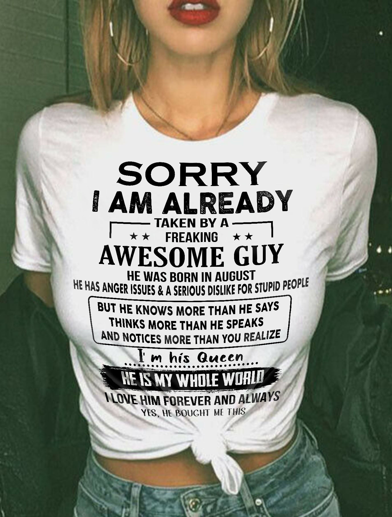 August - Awesome Boyfriend Born In August- Special gift for your Girlfriend - From Husband TLEE08 (SKUT08-11-08)