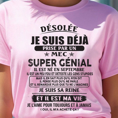 Septembre – Petit ami incroyable né en septembre – Cadeau spécial pour votre petite amie – Fr09 (SKU07-170-09)