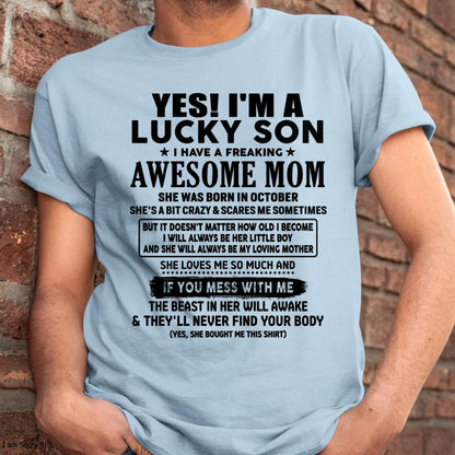 October - I am Lucky Son - Gift For Son From Mom - TLEE10 - (SKU-T1206LMS-10)