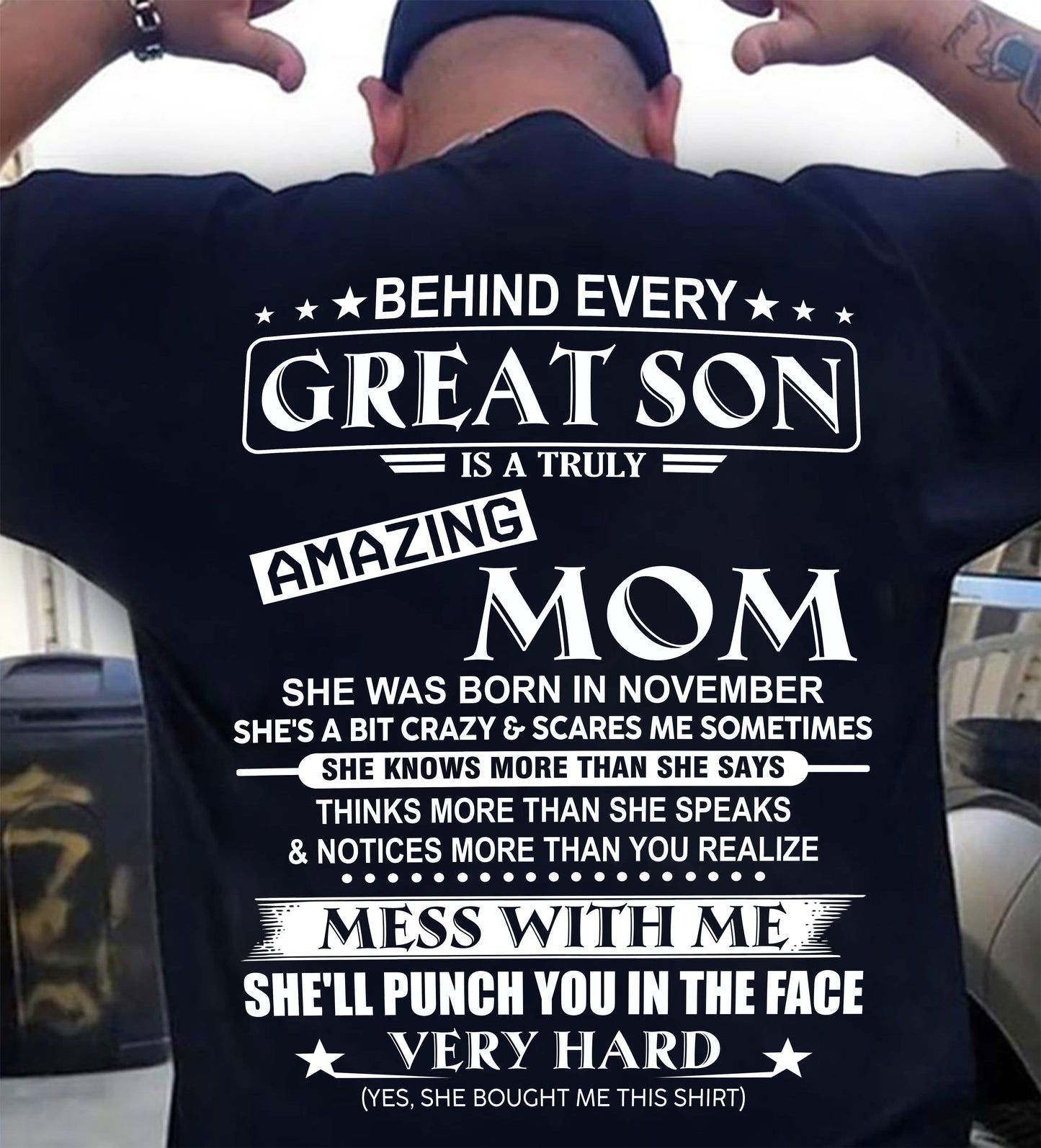 NOVEMBER - BEHIND EVERY GREAT SON IS A TRULY AMAZING MOM - FROM MOM - TLEE11 (SKU10-37-11)