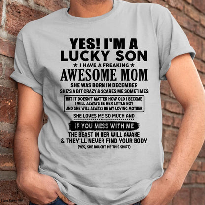 December - I am Lucky Son - Gift For Son From Mom - TLEE12 - (SKU-T1206LMS-12)