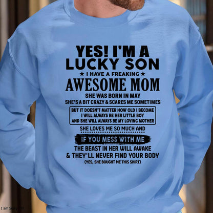 May - I am Lucky Son - Gift For Son From Mom - TLEE05 - (SKU-T1206LMS-05)