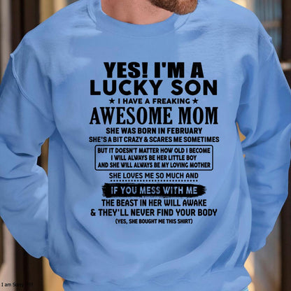 February - I am Lucky Son - Gift For Son From Mom - TLEE02 - (SKU-T1206LMS-02)