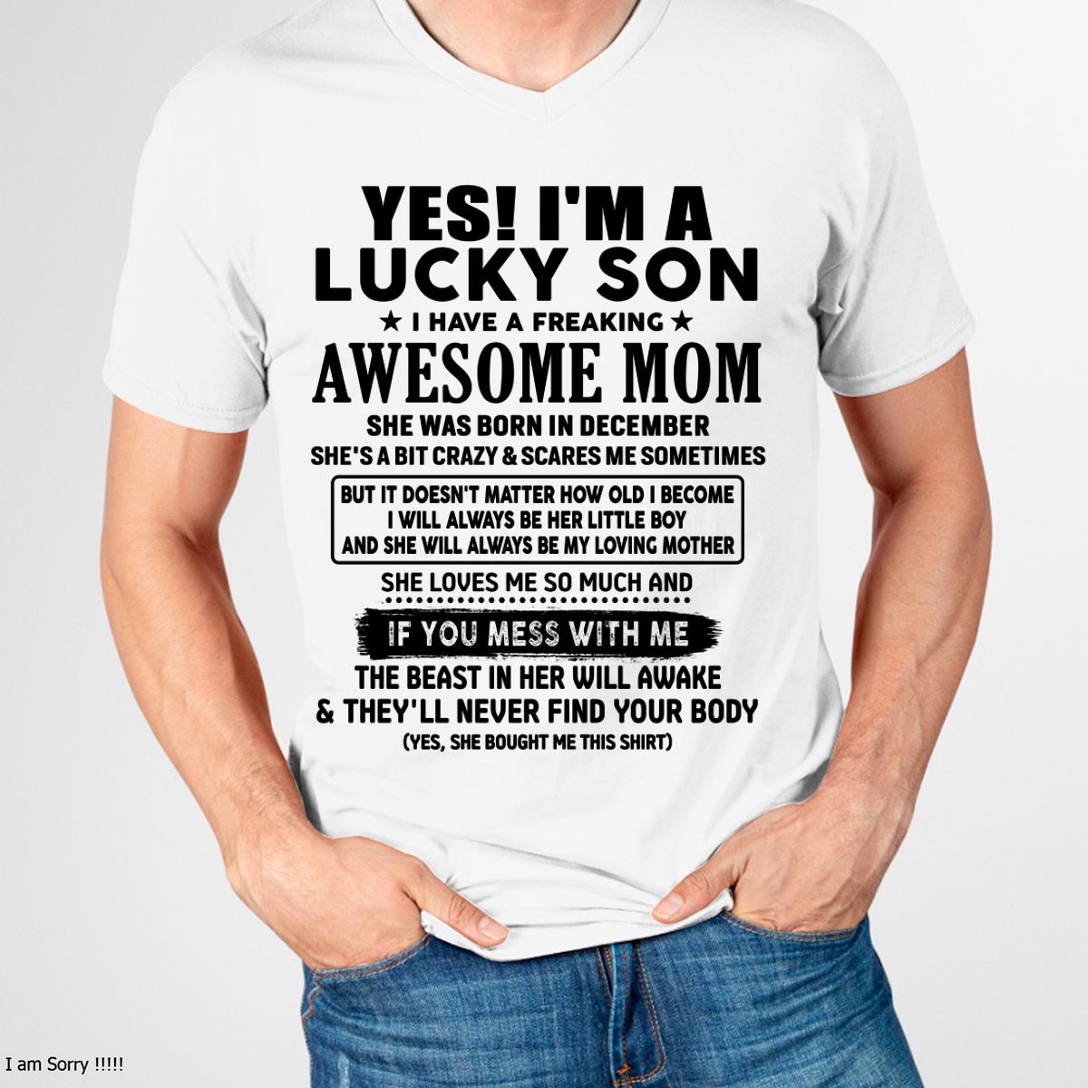 December - I am Lucky Son - Gift For Son From Mom - TLEE12 - (SKU-T1206LMS-12)