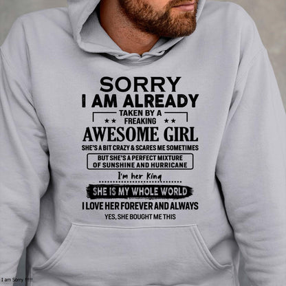 Sorry I Am Already Taken By A Freaking Awesome Girl - Gift For Husband From Wife - TLEE00 (SKU-TSRGIRL-00)