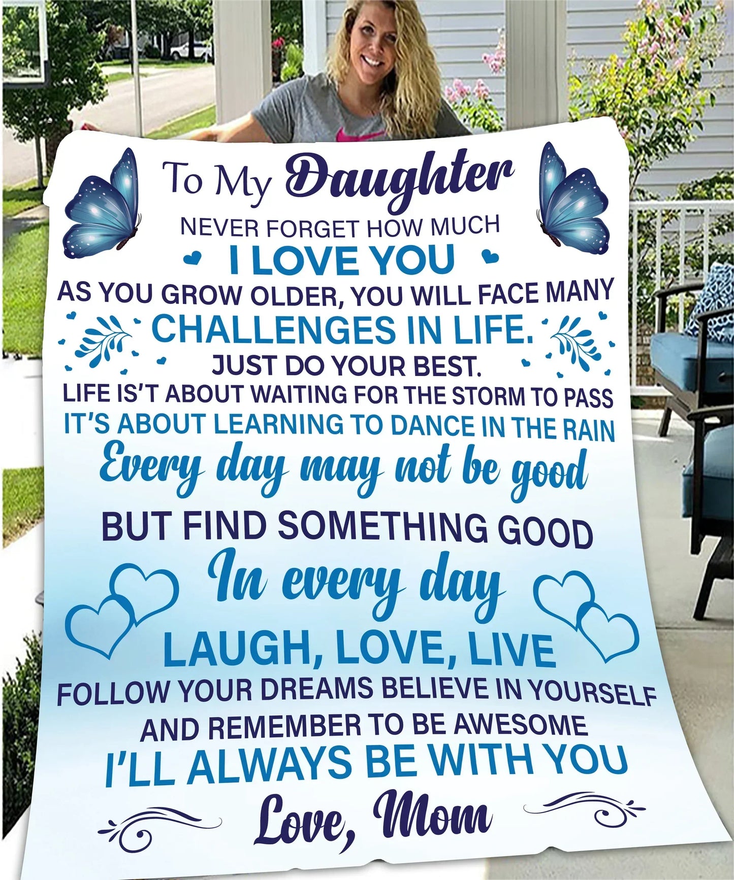 Daughter Never Forget Blanket - from mom - TLEE (SKUB07-30)