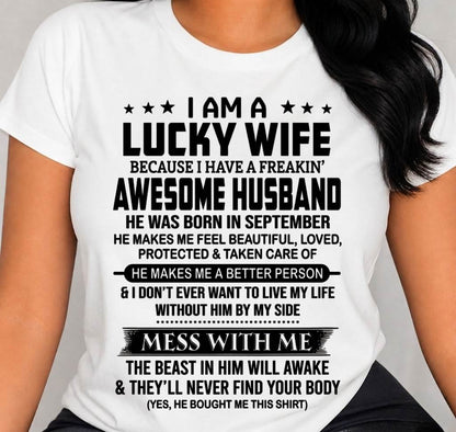 SEPTEMBER BORN HUSBAND'S LUCKY WIFE - FROM HUSBAND - TLEE09 (SKU2605-97-09)
