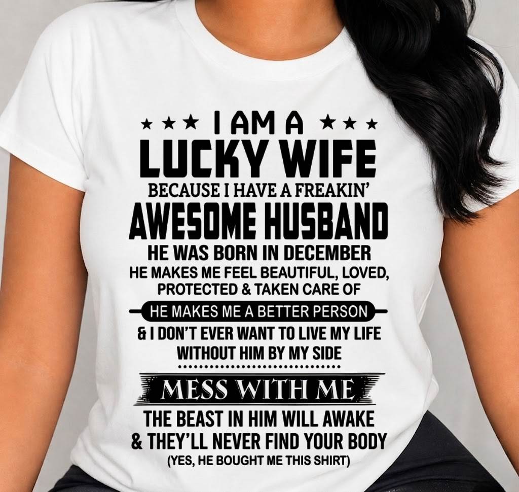 DECEMBER BORN HUSBAND'S LUCKY WIFE - FROM HUSBAND - TLEE12 (SKU2605-97-12)