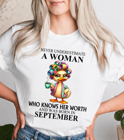 SEPTEMBER – NEVER UNDERESTIMATE A WOMAN WHO KNOWS HER WORTH - FOR WOMEN - TLEE09 (SKU2604-56-09)