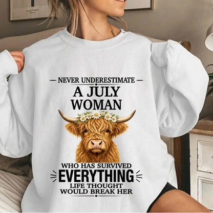 JULY WOMAN HIGHLAND COW SHIRT - FOR WOMEN - TLEE07 (SKU2606-158-07)