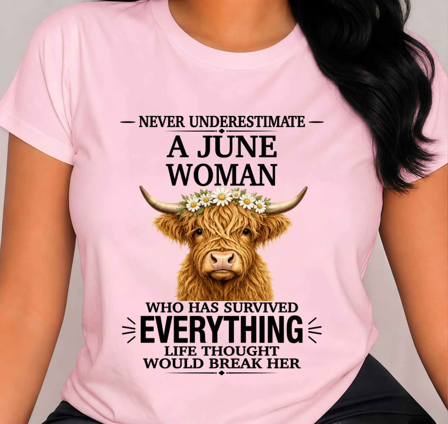 JUNE WOMAN HIGHLAND COW SHIRT - FOR WOMEN - TLEE06 (SKU2606-158-06)
