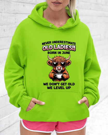 JUNE BORN WOMEN LEVEL UP, NEVER GROW OLD SHIRT - FOR WOMEN - TLEE06 (SKU2606-79-06)