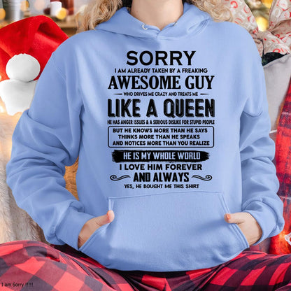 Sorry I am already taken by a freaking awesome guy - Gift for Wife From Husband - TLEE00 (SKU-SRG-00)