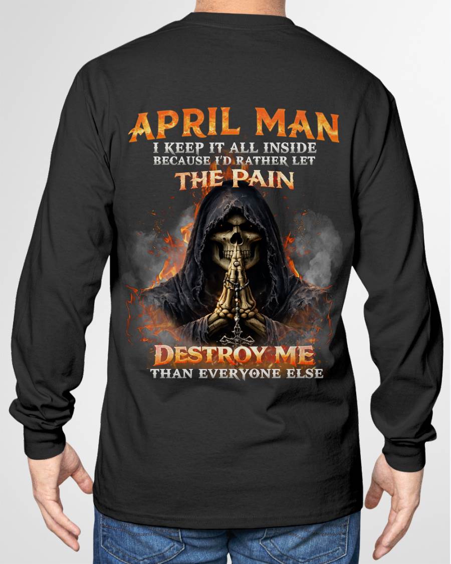 APRIL MAN SKULL SHIRT – I KEEP IT ALL INSIDE DARK GOTHIC T-SHIRT - FOR MAN - TLEE04 (SKU2604-136-04)