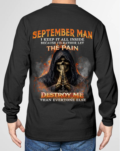 SEPTEMBER MAN SKULL SHIRT – I KEEP IT ALL INSIDE DARK GOTHIC T-SHIRT - FOR MAN - TLEE09 (SKU2604-136-09)