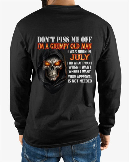 JULY BORN GRUMPY OLD MAN SKULL T-SHIRT – FUNNY ATTITUDE SHIRT - FOR MAN - TLEE07 (SKU2603-323-07)