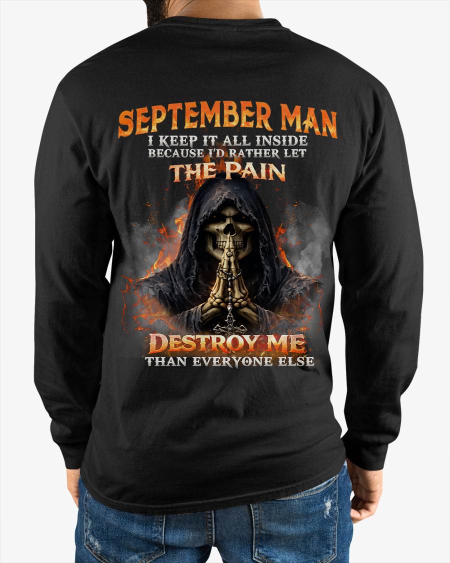 SEPTEMBER MAN SKULL SHIRT – I KEEP IT ALL INSIDE DARK GOTHIC T-SHIRT - FOR MAN - TLEE09 (SKU2604-136-09)