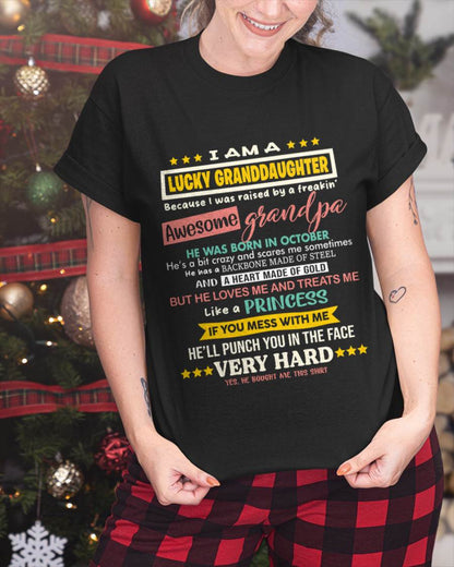 OCTOBER GRANDPA – BLESSED GRANDDAUGHTER RAISED BY AN AMAZING GRANDPA - FROM GRANDPA - TLEE10 (SKU2603-273-10)