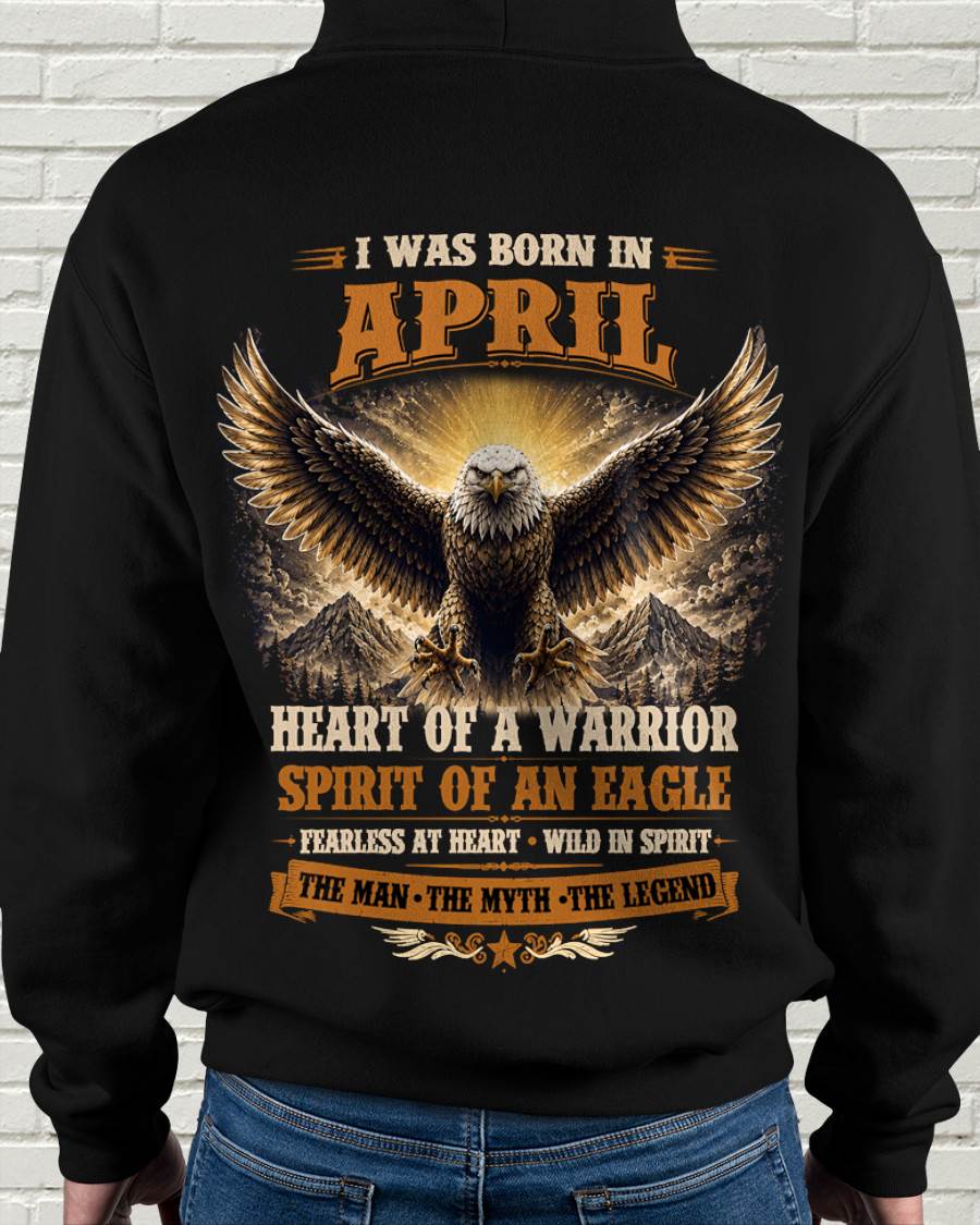 APRIL BORN WARRIOR EAGLE SHIRT DESIGN - FOR MAN - TLEE04 (SKU2605-225-04)