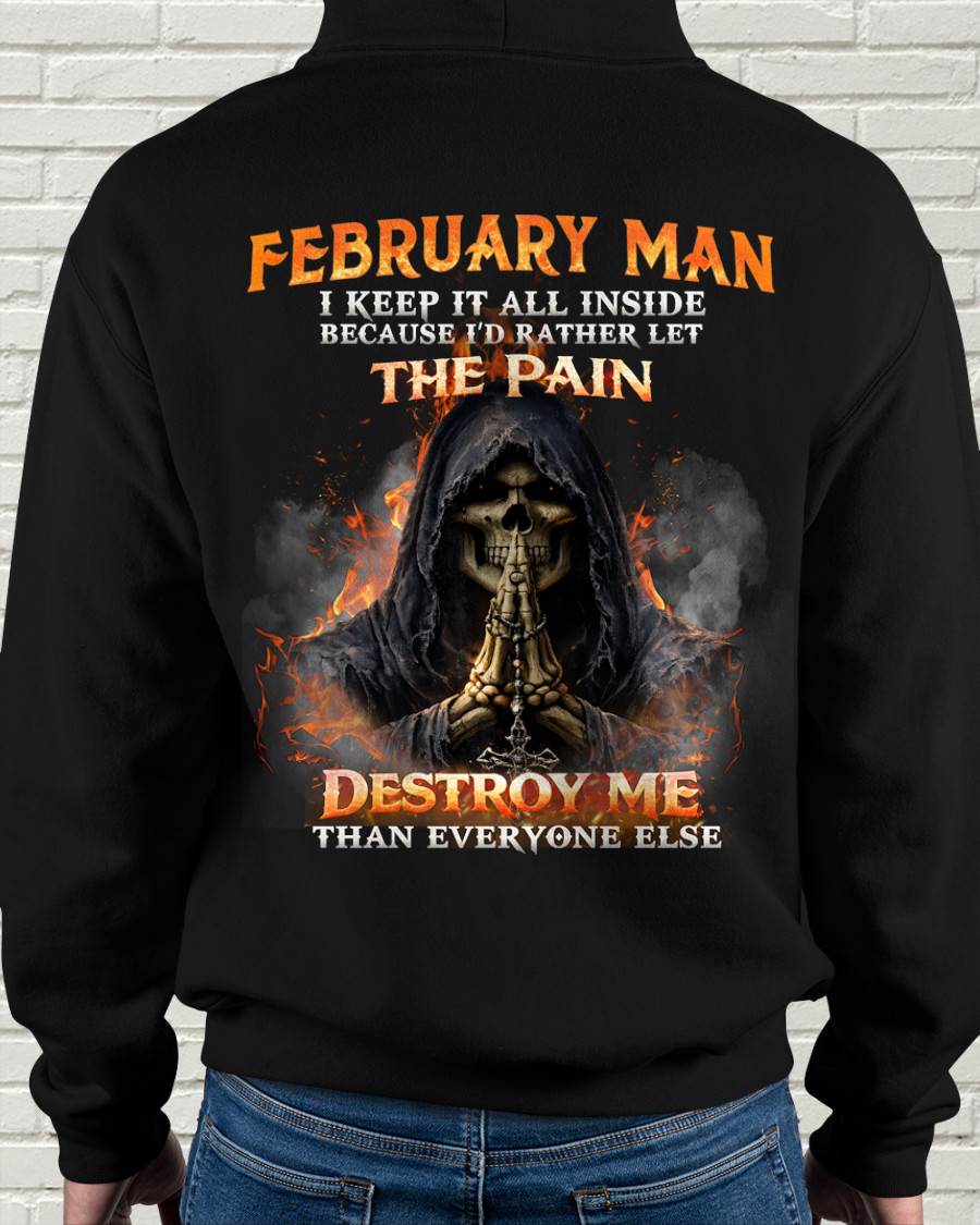 FEBRUARY MAN SKULL SHIRT – I KEEP IT ALL INSIDE DARK GOTHIC T-SHIRT - FOR MAN - TLEE02 (SKU2604-136-02)