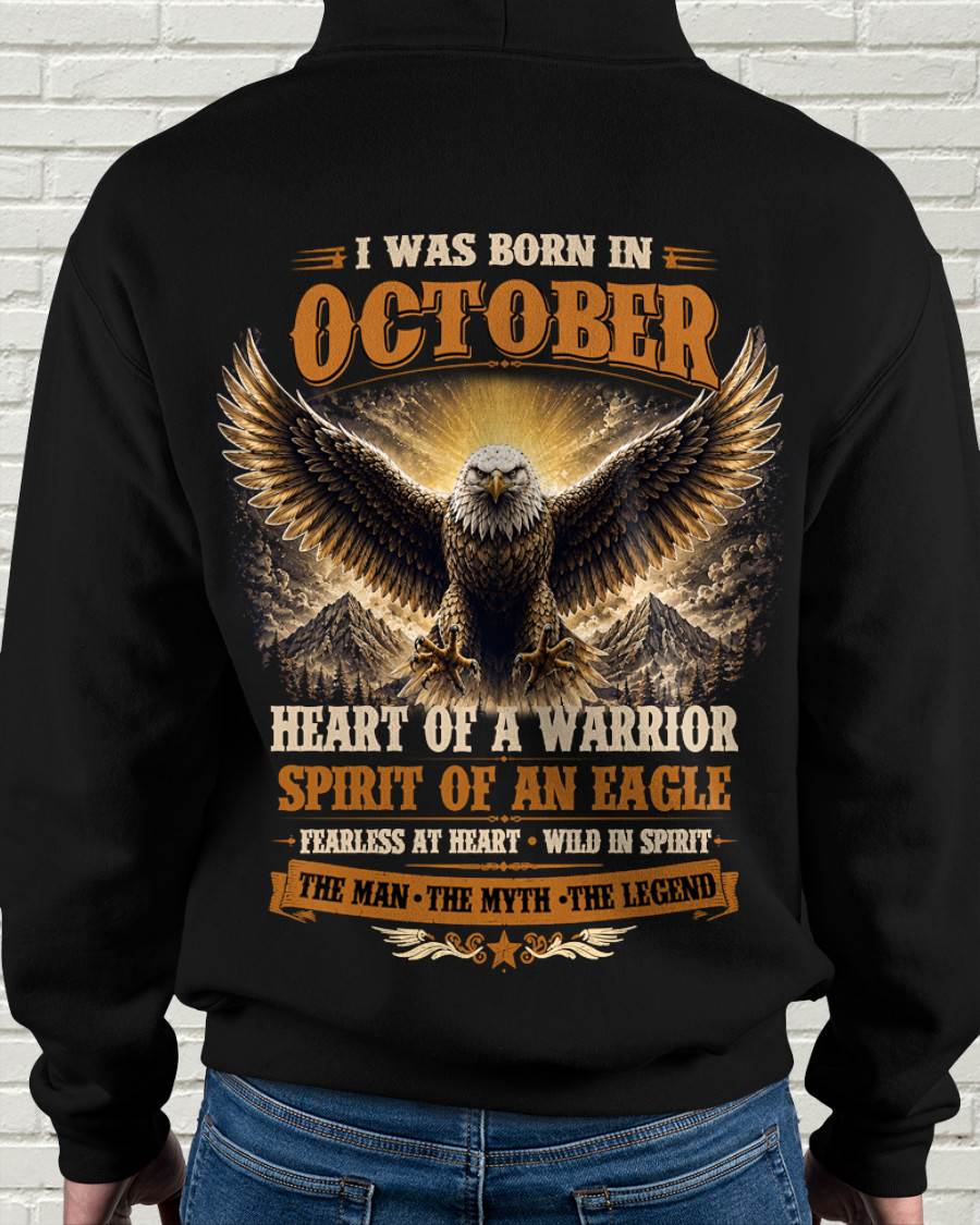OCTOBER BORN WARRIOR EAGLE SHIRT DESIGN - FOR MAN - TLEE10 (SKU2605-225-10)