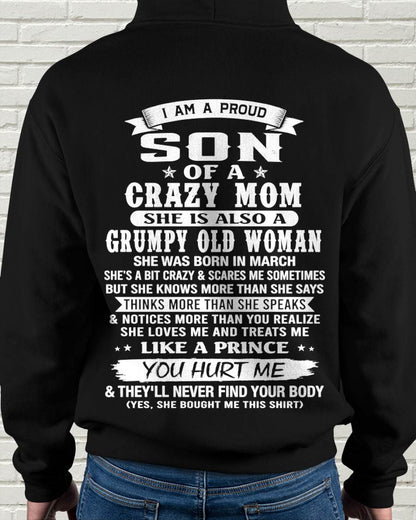 MARCH - PROUD SON OF A CRAZY MOM - FROM MOM - TLEE03 (SKU2606-127-03)