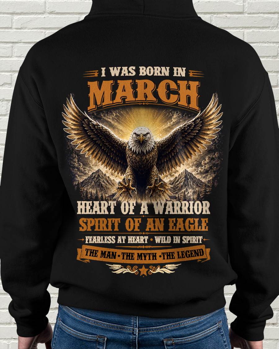 MARCH BORN WARRIOR EAGLE SHIRT DESIGN - FOR MAN - TLEE03 (SKU2605-225-03)