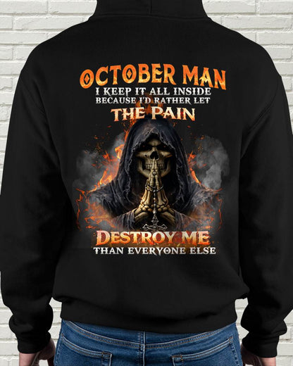 OCTOBER MAN SKULL SHIRT – I KEEP IT ALL INSIDE DARK GOTHIC T-SHIRT - FOR MAN - TLEE10 (SKU2604-136-10)