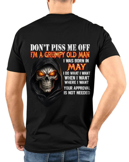 MAY BORN GRUMPY OLD MAN SKULL T-SHIRT – FUNNY ATTITUDE SHIRT - FOR MAN - TLEE05 (SKU2603-323-05)
