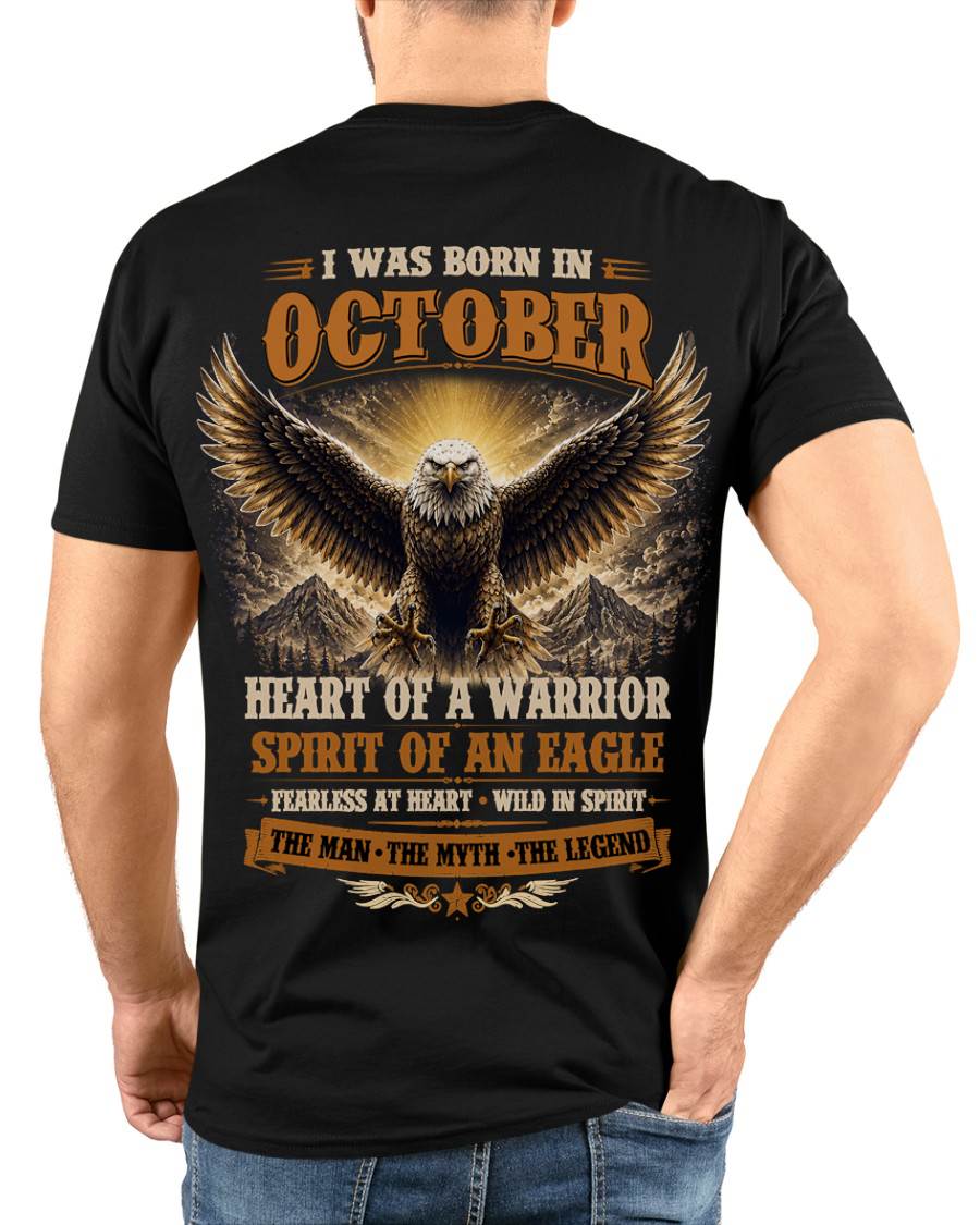 OCTOBER BORN WARRIOR EAGLE SHIRT DESIGN - FOR MAN - TLEE10 (SKU2605-225-10)