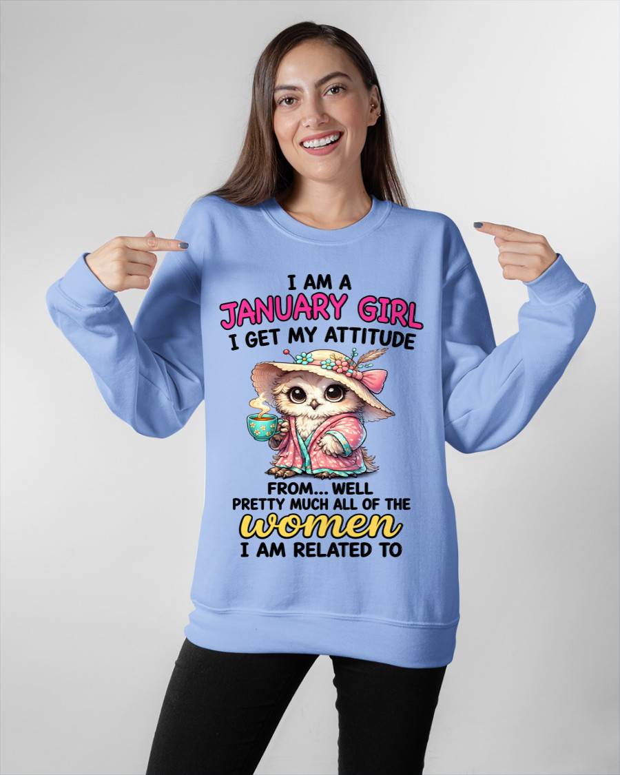 JANUARY GIRL – I GET MY ATTITUDE FROM MY FAMILY - FOR WOMEN - TLEE01 (SKU2604-294-01)