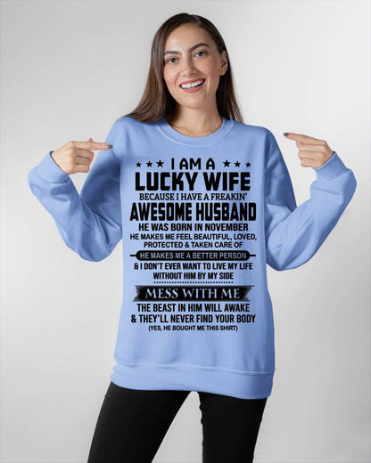 NOVEMBER BORN HUSBAND'S LUCKY WIFE - FROM HUSBAND - TLEE11 (SKU2605-97-11)