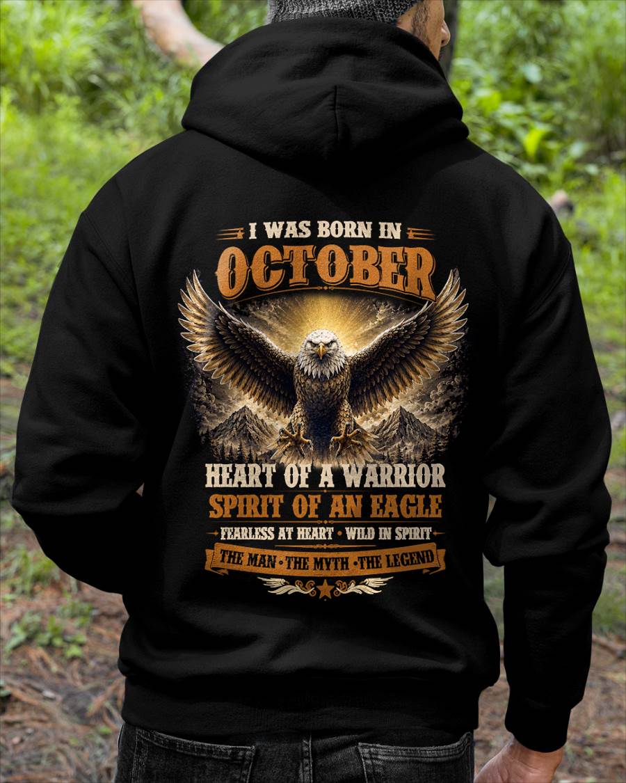 OCTOBER BORN WARRIOR EAGLE SHIRT DESIGN - FOR MAN - TLEE10 (SKU2605-225-10)