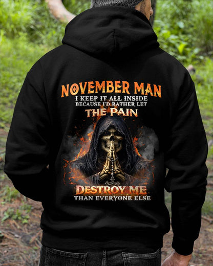 NOVEMBER MAN SKULL SHIRT – I KEEP IT ALL INSIDE DARK GOTHIC T-SHIRT - FOR MAN - TLEE11 (SKU2604-136-11)
