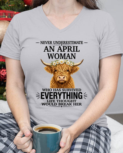 APRIL WOMAN HIGHLAND COW SHIRT - FOR WOMEN - TLEE04 (SKU2606-158-04)