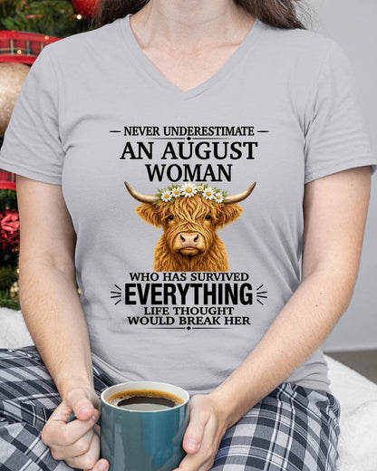 AUGUST WOMAN HIGHLAND COW SHIRT - FOR WOMEN - TLEE08 (SKU2606-158-08)