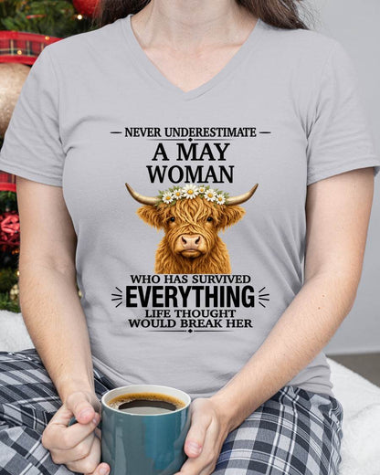 MAY WOMAN HIGHLAND COW SHIRT - FOR WOMEN - TLEE05 (SKU2606-158-05)