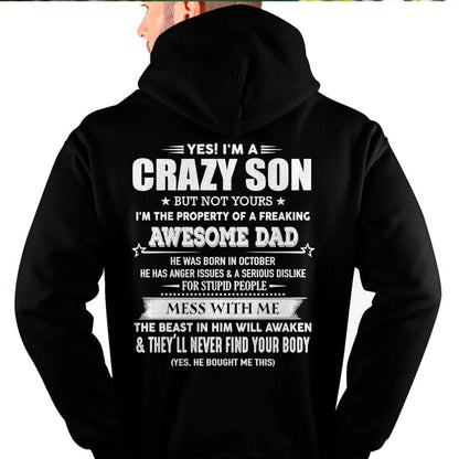 OCTOBER - YES! I'M A CRAZY SON - GIFT FOR SON FROM DAD - TLEE10 (SKU07-52-10)