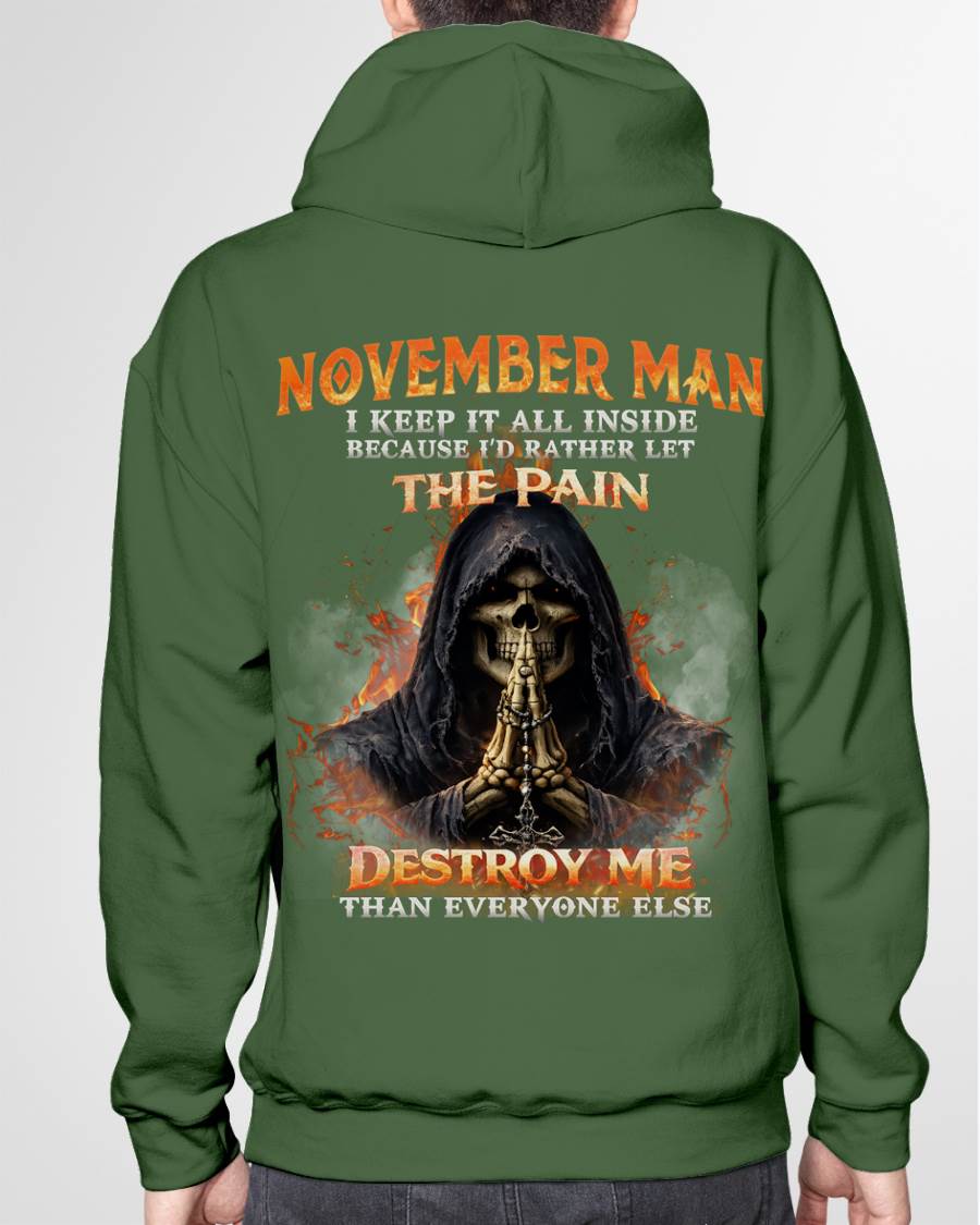 NOVEMBER MAN SKULL SHIRT – I KEEP IT ALL INSIDE DARK GOTHIC T-SHIRT - FOR MAN - TLEE11 (SKU2604-136-11)