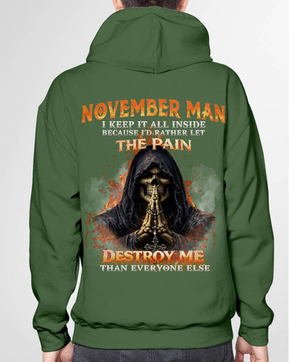 NOVEMBER MAN SKULL SHIRT – I KEEP IT ALL INSIDE DARK GOTHIC T-SHIRT - FOR MAN - TLEE11 (SKU2604-136-11)