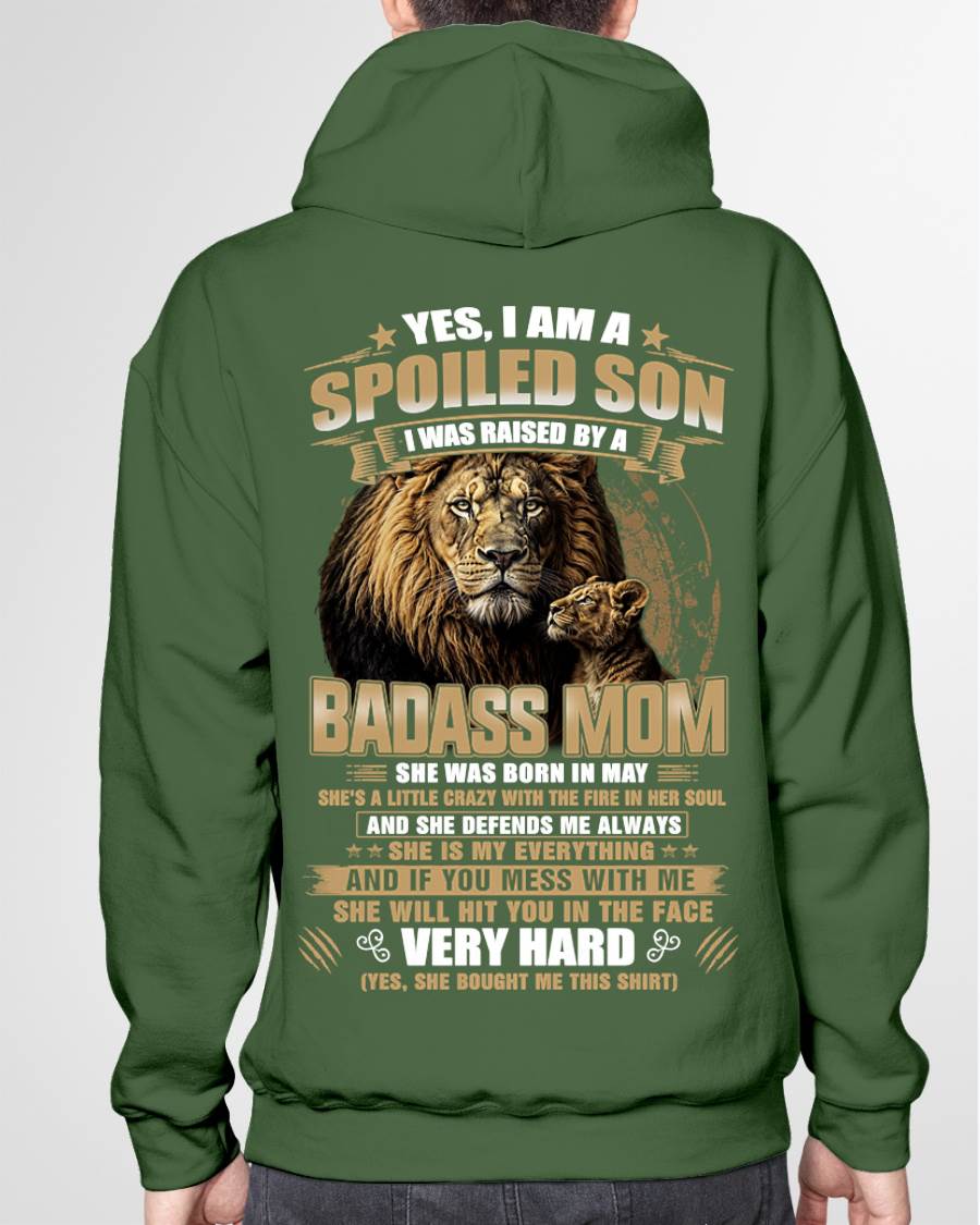 MAY BORN BADASS MOM – SPOILED SON LION T-SHIRT - FROM MOM - TLEE05 (SKU2605-285-05)
