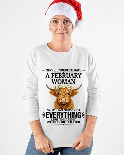 FEBRUARY WOMAN HIGHLAND COW SHIRT - FOR WOMEN - TLEE02 (SKU2606-158-02)