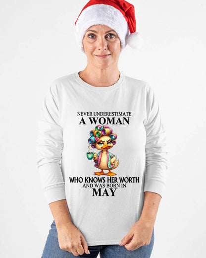 MAY – NEVER UNDERESTIMATE A WOMAN WHO KNOWS HER WORTH - FOR WOMEN - TLEE05 (SKU2604-56-05)