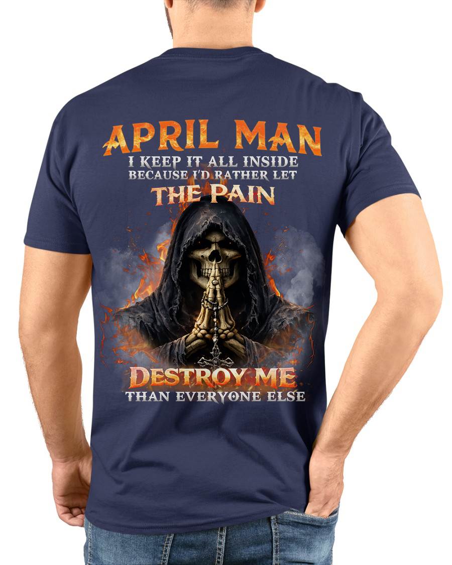 APRIL MAN SKULL SHIRT – I KEEP IT ALL INSIDE DARK GOTHIC T-SHIRT - FOR MAN - TLEE04 (SKU2604-136-04)